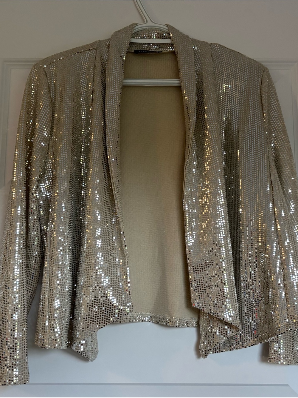 Champagne Sequin Open-Front Blazer